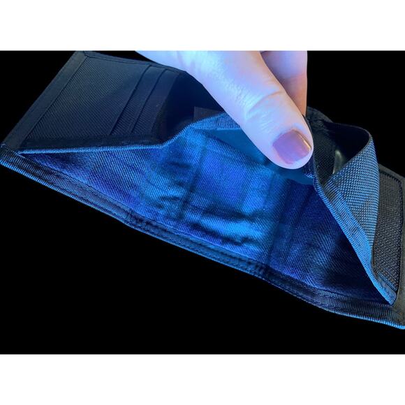 Black Watch Plaid Lined Wallet Black Nylon Vintage 80s 90s Mens Bi Fold - Picture 7 of 9